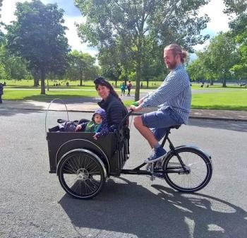People being transported in a Cargo Bike 