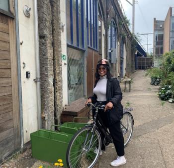 Staff member on Zero Emissions Network funded pool bike cycling again after 15 years Staff member on ZEN funded pool bike cycling again after 15 years
