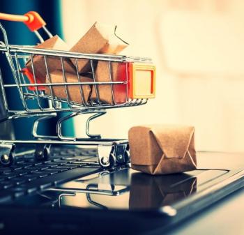 Shopping trolley on keyboard Shopping trolley on keyboard