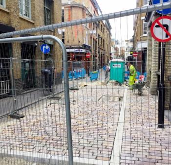 Rivington St works Rivington St with works going on